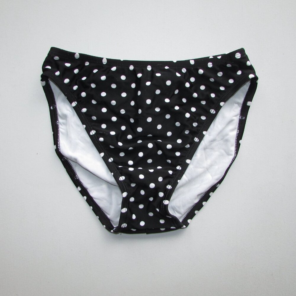 Anne Cole Black White Polka Dot Bikini Bottoms - Sz 6 - NEW